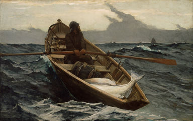 1885 oil-on-canvas painting by Winslow Homer - The Fog Warning